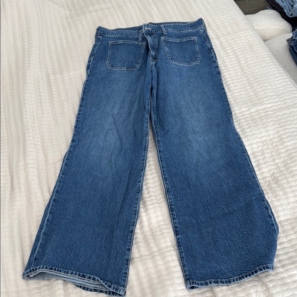 J. Crew Factory Blue Flare Wide Leg Jeans